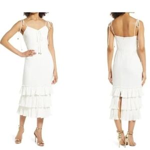 NWT Elle Zeitoune Alexandria Ruffle Sheath Dress Size Large Wedding Formal Party
